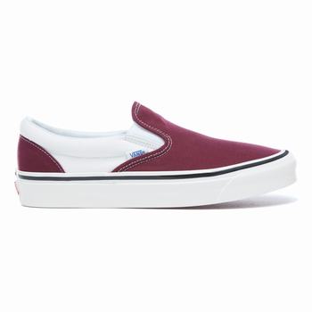 Vans Anaheim Factory Classic Slip-On 98 - Miesten Tennarit - Valkoinen Viininpunainen